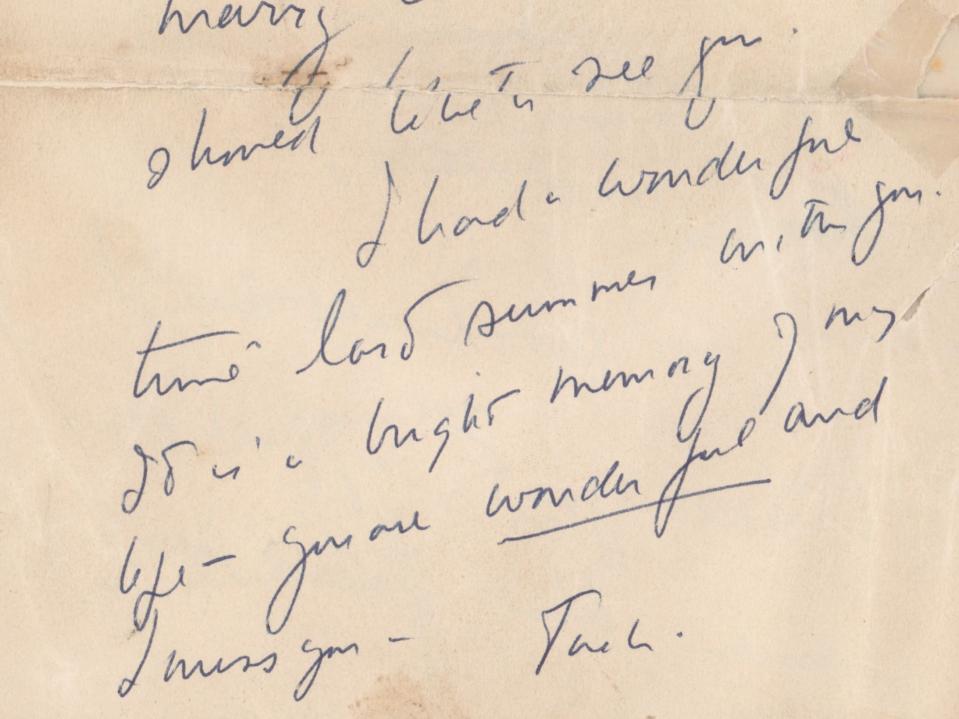 The second partial letter is signed ‘Jack’ and reads: ‘…coming and perhaps you could make me a reservation. I am anxious to see you’RR Auction
