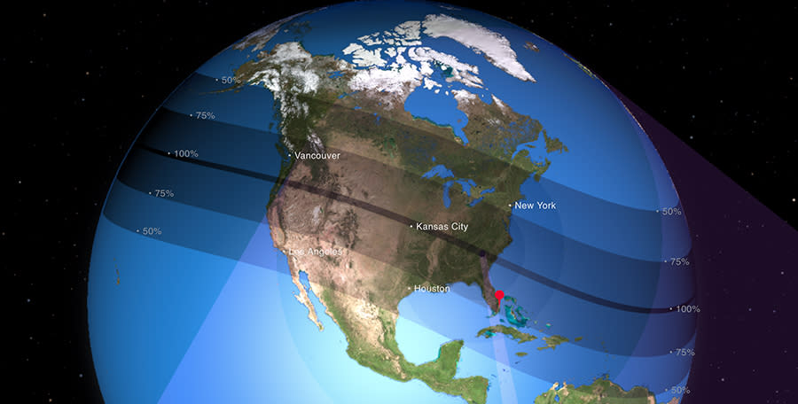 The “path of totality” during this week’s solar eclipse crossed the entire United States. (NASA.gov)