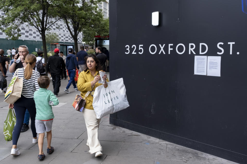 retail sales Shoppers and visitors out on Oxford Street on 9th July 2023 in London, United Kingdom. Oxford Street is a major retail centre in the West End of the capital and is Europes busiest shopping street with around half a million daily visitors to its approximately 300 shops, the majority of which are fashion and high street clothing stores. (photo by Mike Kemp/In Pictures via Getty Images)