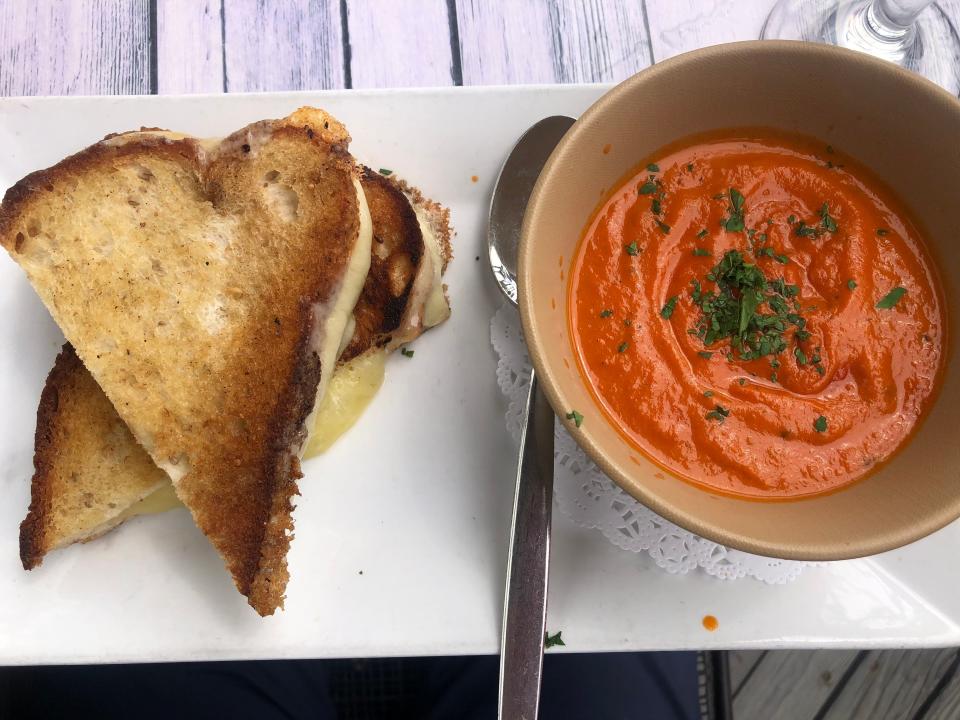 Looking for comfort food? The grilled cheese and tomato soup at Farmers & Chefs will do the trick.