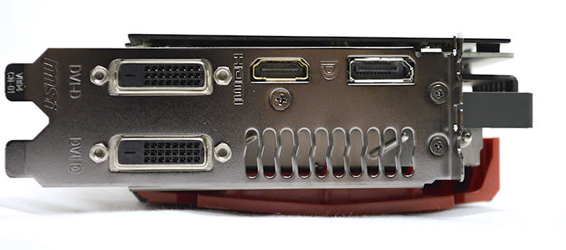 The card has two DVI-D ports, one HDMI port, and one DisplayPort connector.