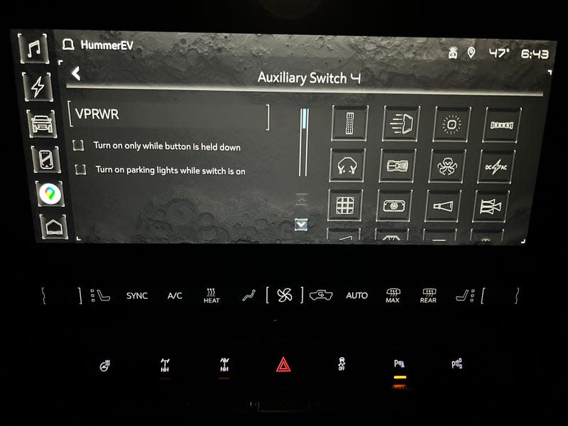 a photo of the touchscreen on the dashboard of the 2022 gmc hummer ev