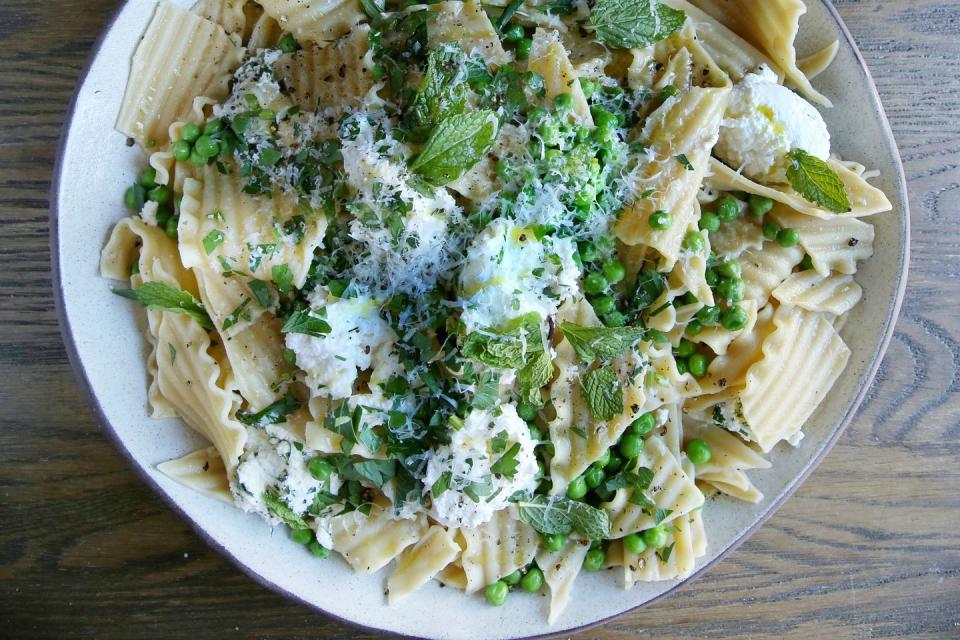 Deconstructed Lasagna with Peas and Herbed Ricotta