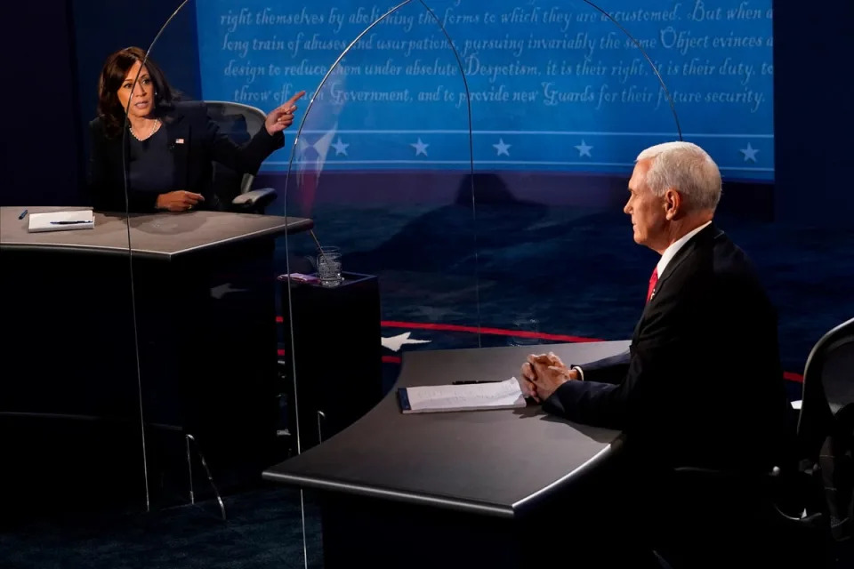 Kamala Harris and then-vice president Mike Pence debated in 2020 (via REUTERS)