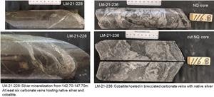Core Photographs of Silver-Cobalt Mineralization from Holes 228 and 236