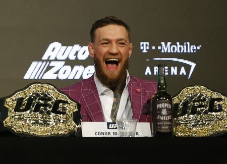 Sep 20, 2018; New York, NY, USA; Conor McGregor during a press conference for UFC 229 at Radio City Music Hall. Mandatory Credit: Noah K. Murray-USA TODAY Sports