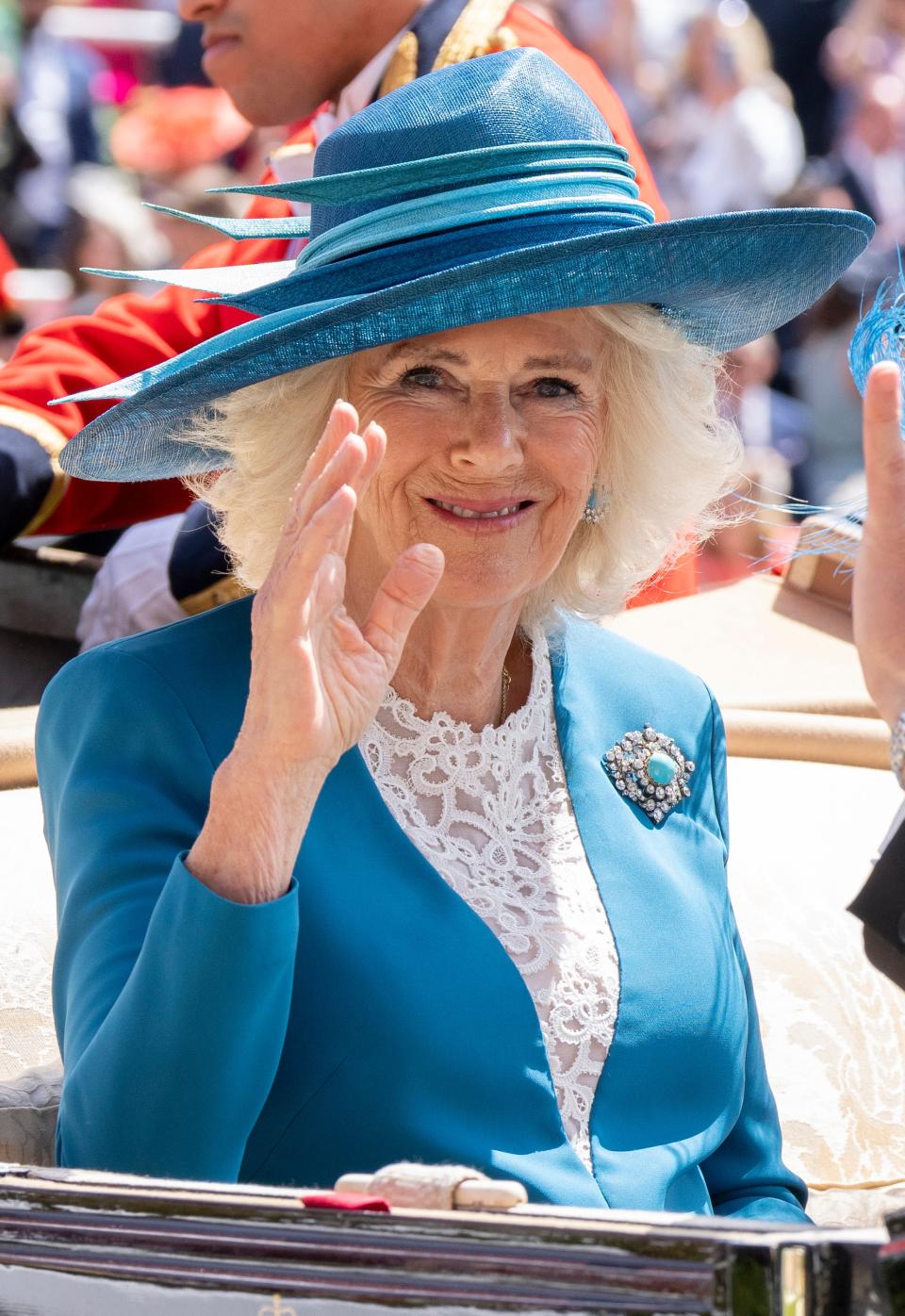 Queen Camilla is enjoying a second day at the races. (UK Press via Getty Images)