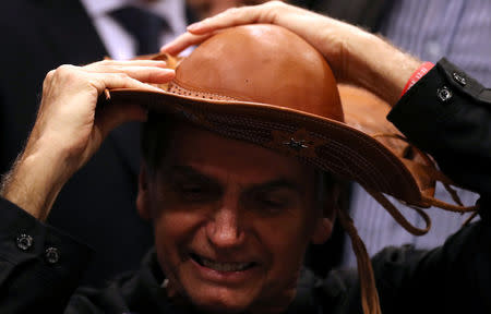 Presidential candidate Jair Bolsonaro is pictured during a news conference in Rio de Janeiro, Brazil October 11, 2018. REUTERS/Ricardo Moraes