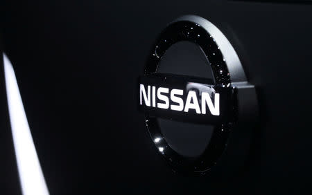 FILE PHOTO: The Nissan logo is seen at the North American International Auto Show in Detroit, Michigan, U.S., January 14, 2019. REUTERS/Jonathan Ernst/File Photo