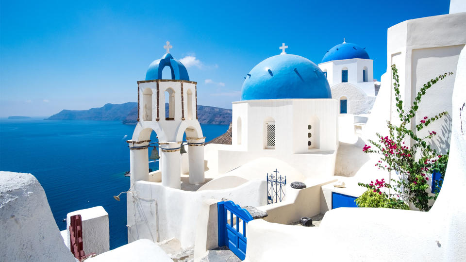 Blue Greek roofs