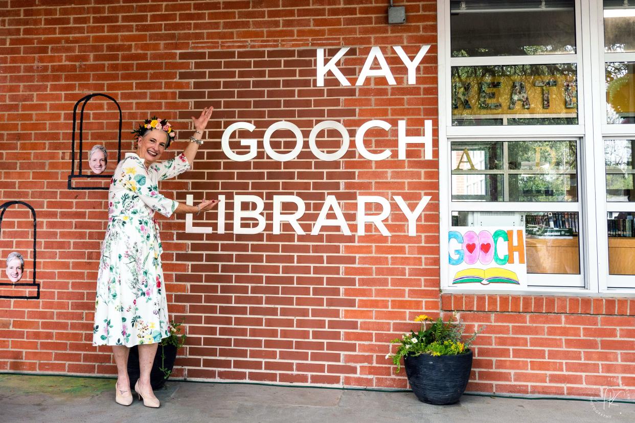 In April, the library at Gullett Elementary School in Austin was named after dynamic retired librarian Kay Gooch, seen here.