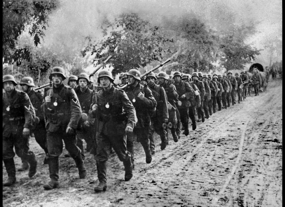 <p>Picture dated September 1939 shows German troops entering Poland after a 'blitzkrieg' (lightning war) which swept into Poland on September 1, 1939.&nbsp;</p>