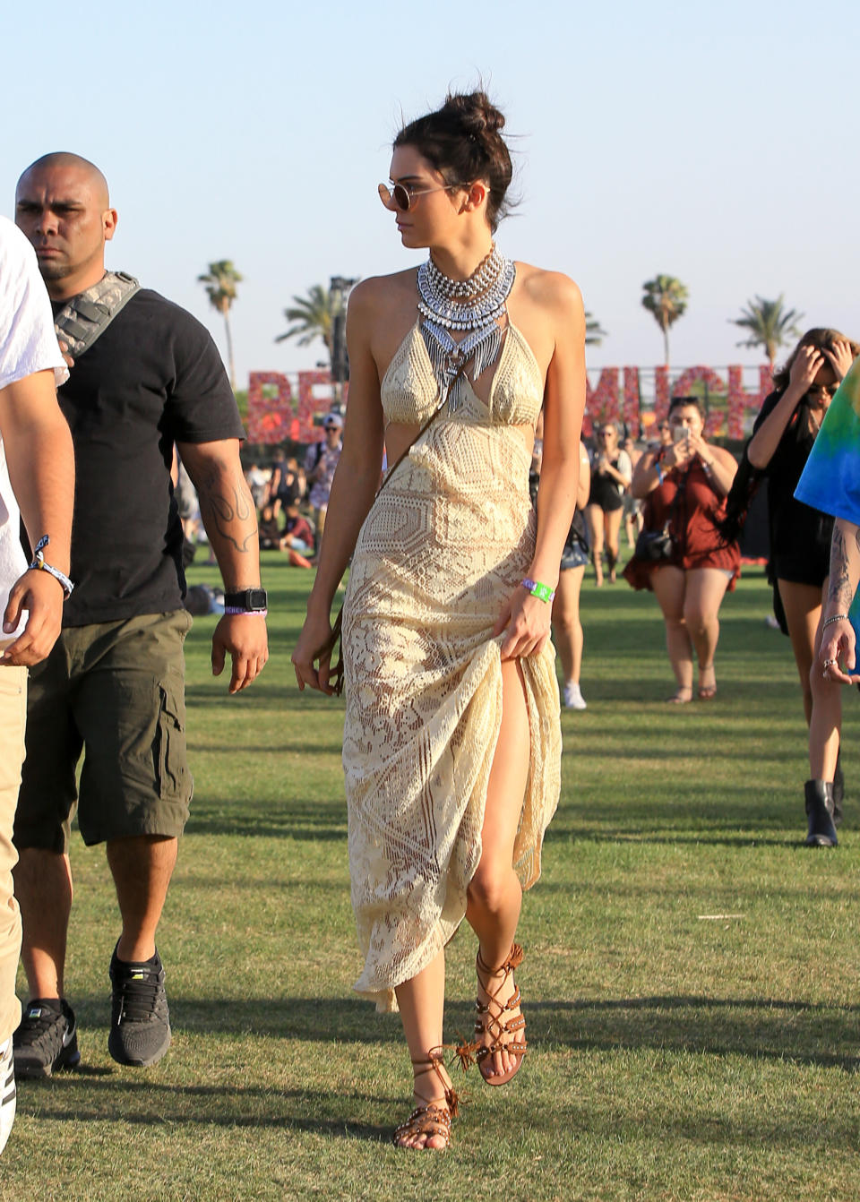 Kendall Jenner making her way through the Coachella Valley Music and Arts Festival in California in April 2016.