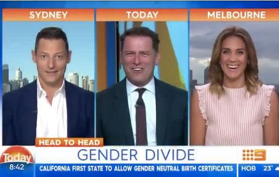 Last month Georgia appeared on Today, and proved she has a great onscreen dynamic with Karl Stefanovic (centre). Source: Channel Nine