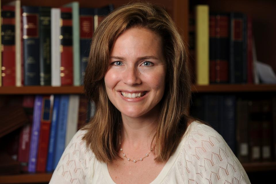 U.S. Court of Appeals for the 7th Circuit Judge Amy Coney Barrett, a law professor at Notre Dame University, poses in an undated photograph obtained from Notre Dame University Sept.19, 2020. (Matt Cashore/Notre Dame University/Handout via REUTERS)