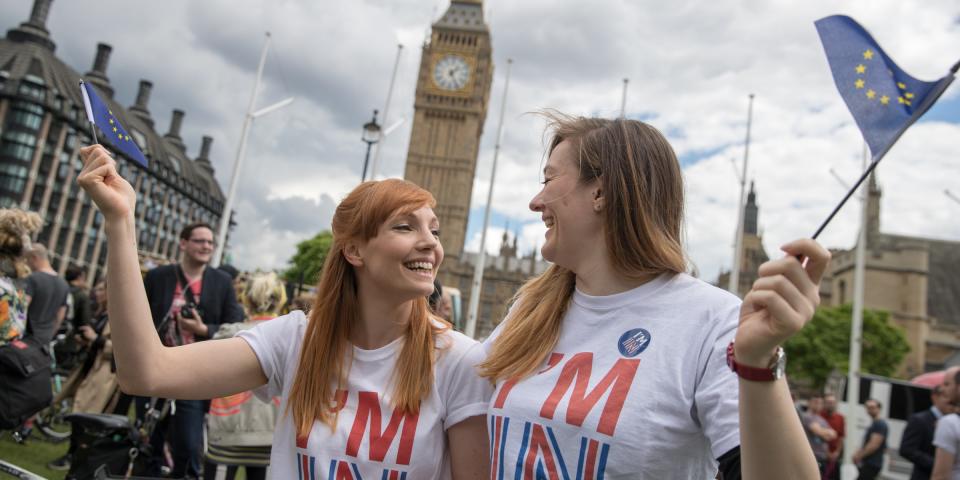 Anti-Brexit Protestors Gather At Parliament