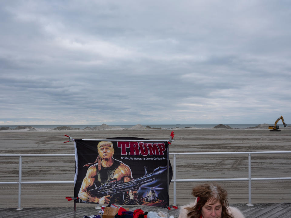 <strong>Wildwood, N.J., Jan. 28, 2020.</strong> A vendor sells Trump merchandise outside a rally.<span class="copyright">Peter van Agtmael—Magnum Photos for TIME</span>