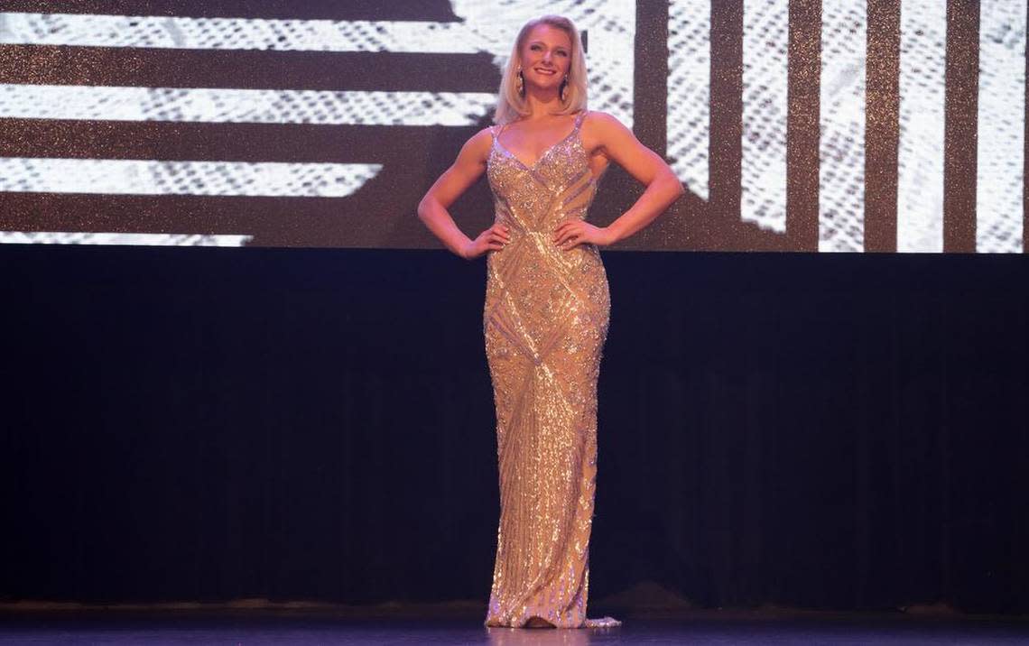 Miss Santa Mónica Cassie Roby won the evening gown competition in the Miss California Volunteer Pageant held at the Tower Theatre on Jan. 15, 2023.