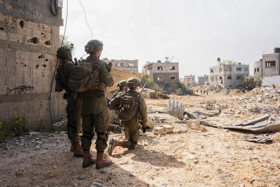 Israeli soldiers operating in the Gaza Strip amid continuing battles between Israel and the Palestinian militant group Hamas (Israeli Army/AFP via Getty Image)