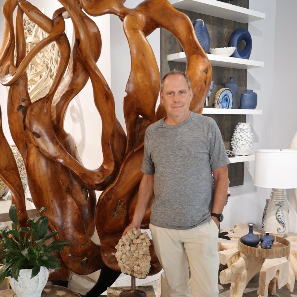 Cocoon Gallery owner Mitchell Siegel opened a location in Palm Beach on Friday. The business manufactures customized furniture and artwork from organic materials including wood and precious minerals.