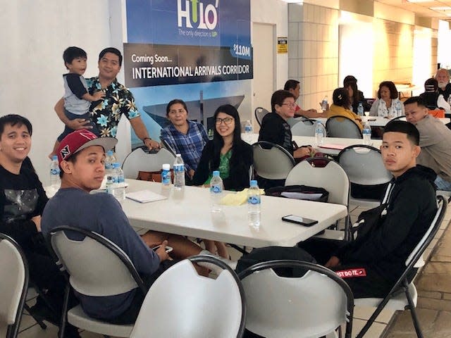 Passengers originating from Colorado, California, Saipan and other places are stranded at the A.B. Won Pat International Airport Guam since Sunday night because their connecting flight to Manila were cancelled as a result of a volcanic eruption in the Philippines that shut down the international airport in Manila.