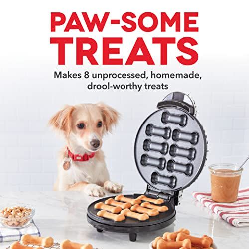 DASH Dog Treat Maker, 8-Bones, Non-Stick, Homemade Dog Snacks with Pet Approved Recipes - White