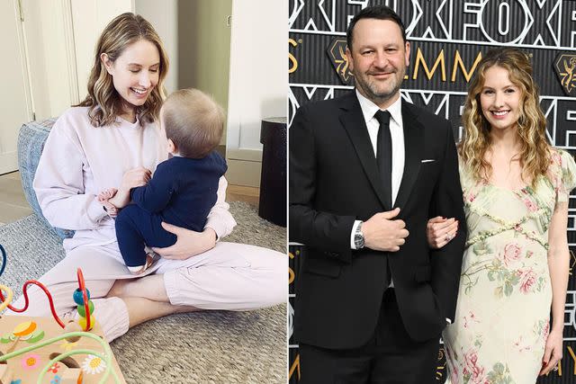 <p>Caitlin Thompson/Instagram; Gilbert Flores/Variety via Getty</p> Caitlin Thompson and son, Benjamin; Caitlin Thompson and husband Dan Fogelman