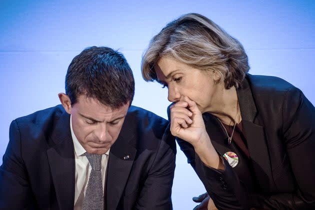 Manuel Valls, ici avec Valérie Pécresse lorsqu'il était premier ministre votera pour elle au 2e tour des régionales en Île-de-France. (Photo: PHILIPPE LOPEZ / AFP)