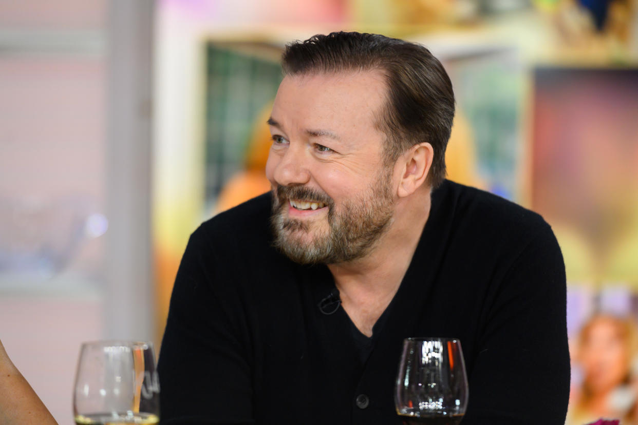 Ricky Gervais on Tuesday, March 12, 2019 — (Photo by: Nathan Congleton/NBC/NBCU Photo Bank via Getty Images)