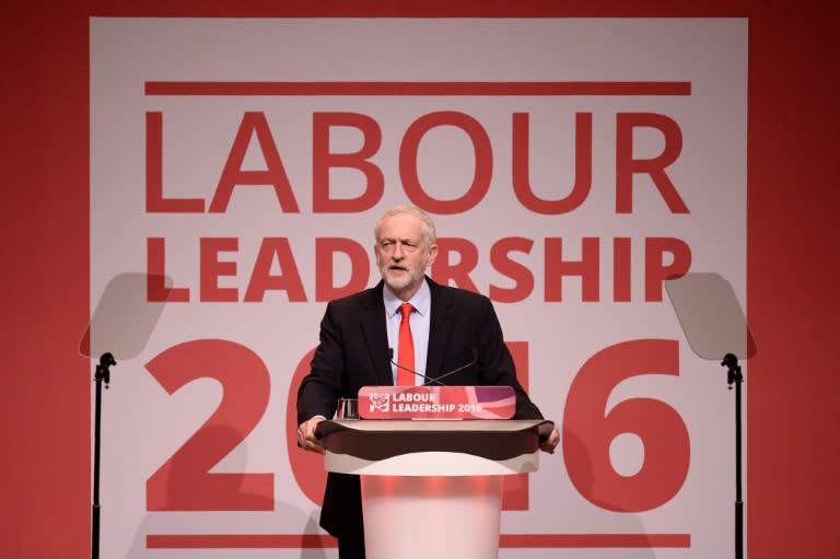 British opposition Labour Party leader Jeremy Corbyn after being announced as the winner of the party's leadership contest at the Labour Party Leadership Conference in Liverpool on September 24, 2016