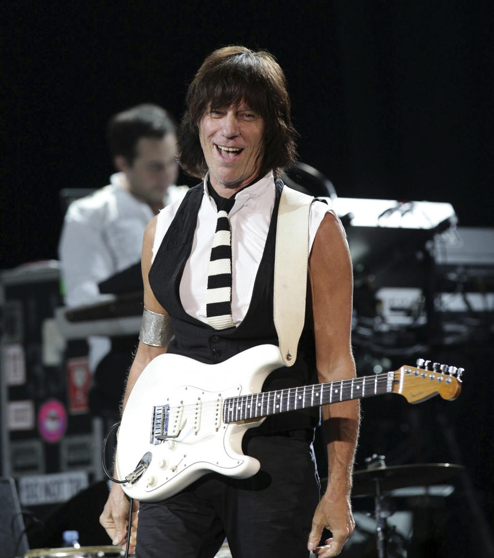 FILE - Jeff Beck performs during A Concert For Killing Cancer, at HMV Hammersmith Apollo, in west London, Jan. 13, 2011. Renowned rock guitarist Beck, known for his work with the Yardbirds and the Jeff Beck Group, has died Tuesday, Jan. 10, 2023, at the age of 78, his representatives said on Wednesday. (Yui Mok/PA via AP)