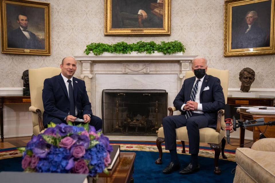 US president Joe Biden meets with Israeli prime minister Naftali Bennett in the Oval Office at the White House on 27 August 2021 in Washington, DC (Getty Images)