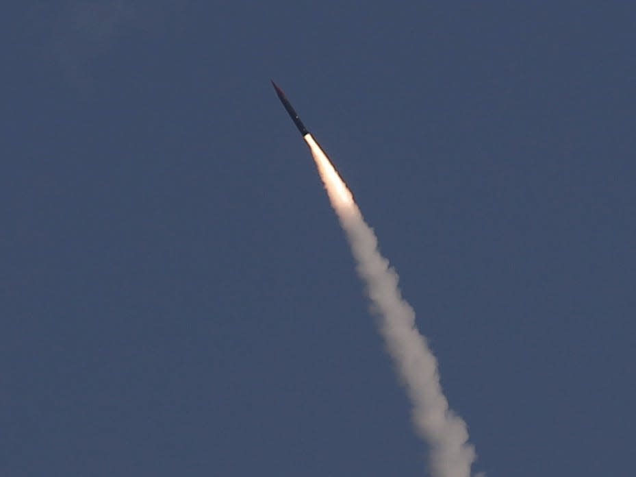 An "Arrow 3" ballistic missile interceptor is seen during its test launch near Ashdod December 10, 2015.