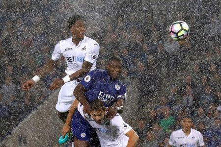 Football Soccer Britain - Leicester City v Swansea City - Premier League - King Power Stadium - 27/8/16 Swansea City's Leroy Fer scores their first goal Reuters / Darren Staples Livepic