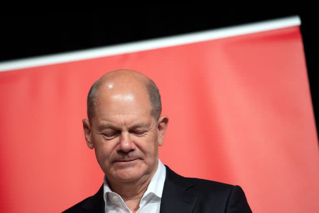 22 September 2021, North Rhine-Westphalia, Cologne: Olaf Scholz, Finance Minister and SPD candidate for Chancellor, is on stage during an election campaign appearance. Photo: Federico Gambarini/dpa (Photo by Federico Gambarini/picture alliance via Getty Images) (Photo: picture alliance via Getty Images)