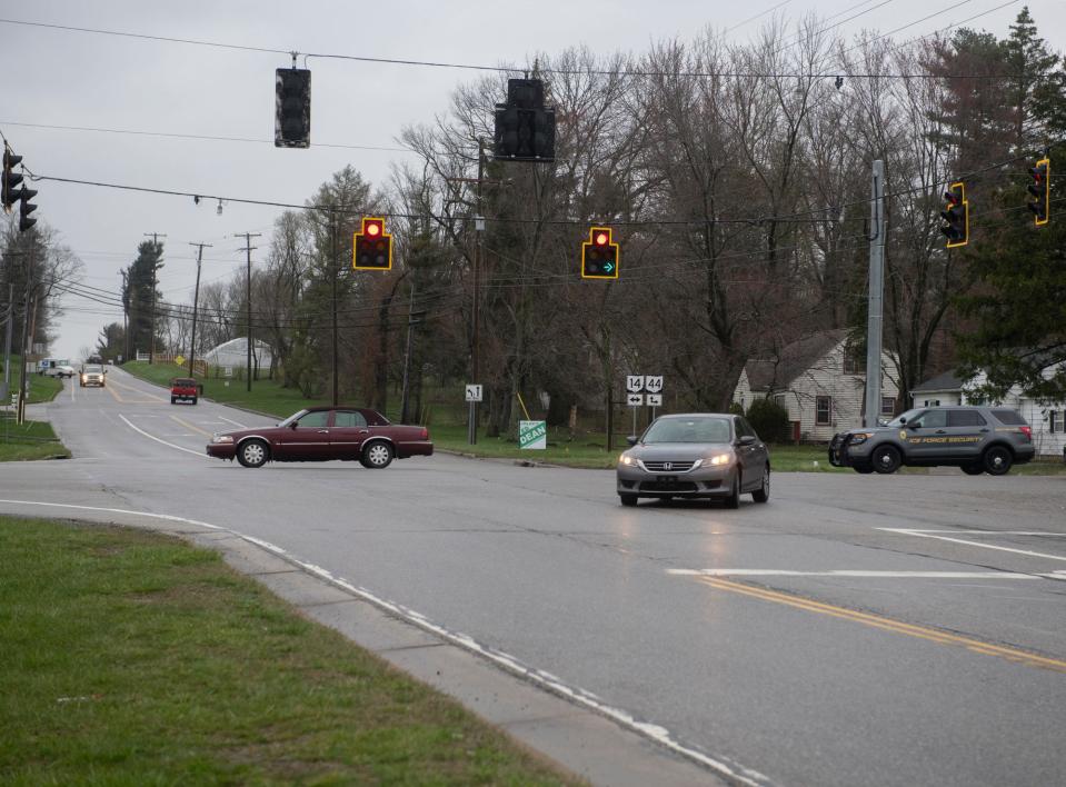 The intersection of routes 14 and 44/North Chestnut Street in Ravenna was number two among 186 intersections in the Akron Metropolitan Area Traffic Study's annual report of high crash road sections in Portage and Summit Counties and two townships in Wayne County during the three-year period of 2018-20. It was also the highest ranked intersection to include a crash during that period involving a pedestrian.