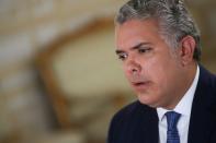 Colombia's President Ivan Duque speaks during an interview with Reuters in Bogota