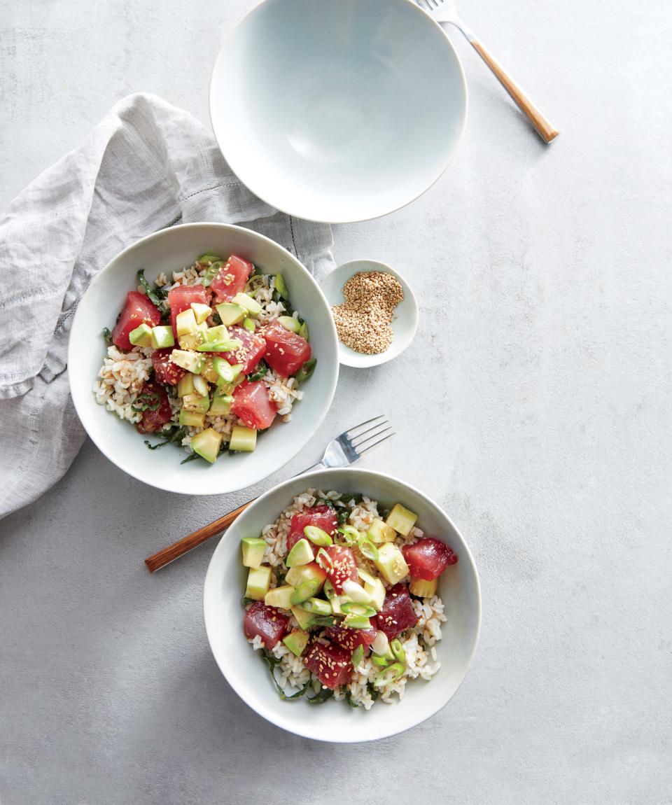 Tuna Poke Bowls with Brown Rice and Kale