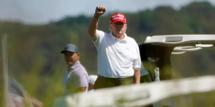 Donald Trump raising a fist.