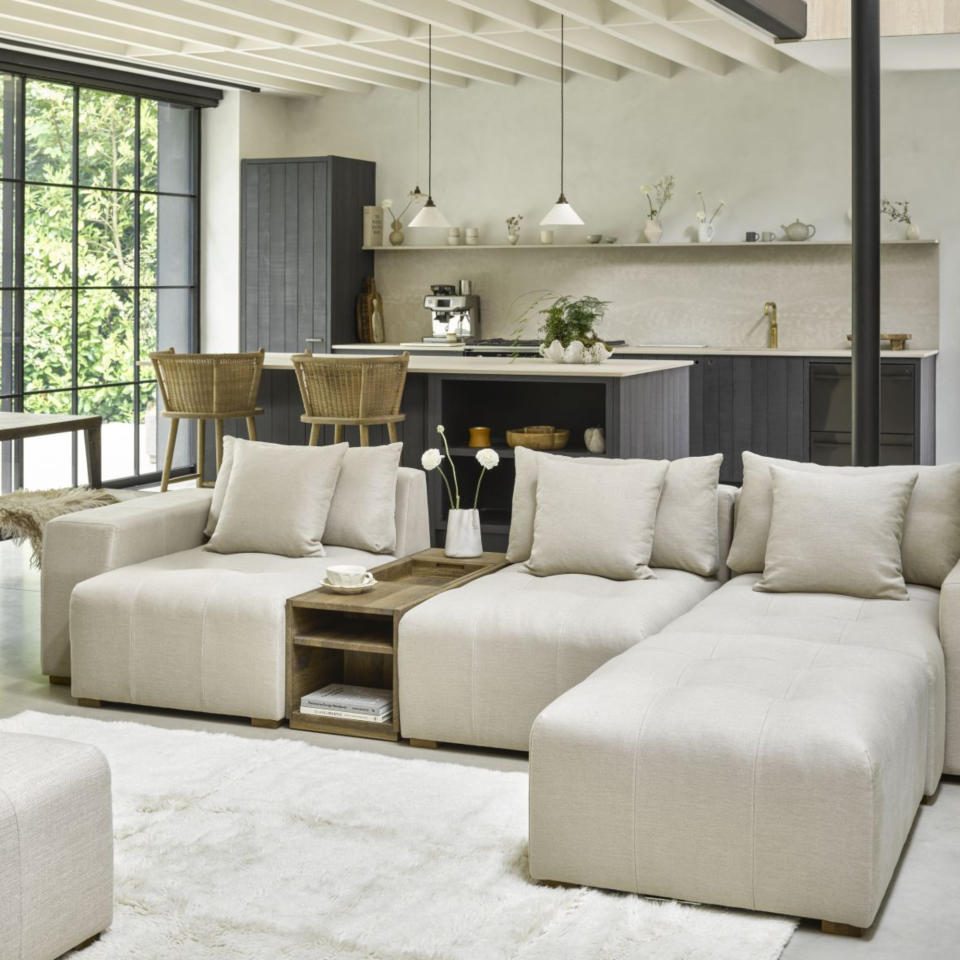 White modular sofa in living room