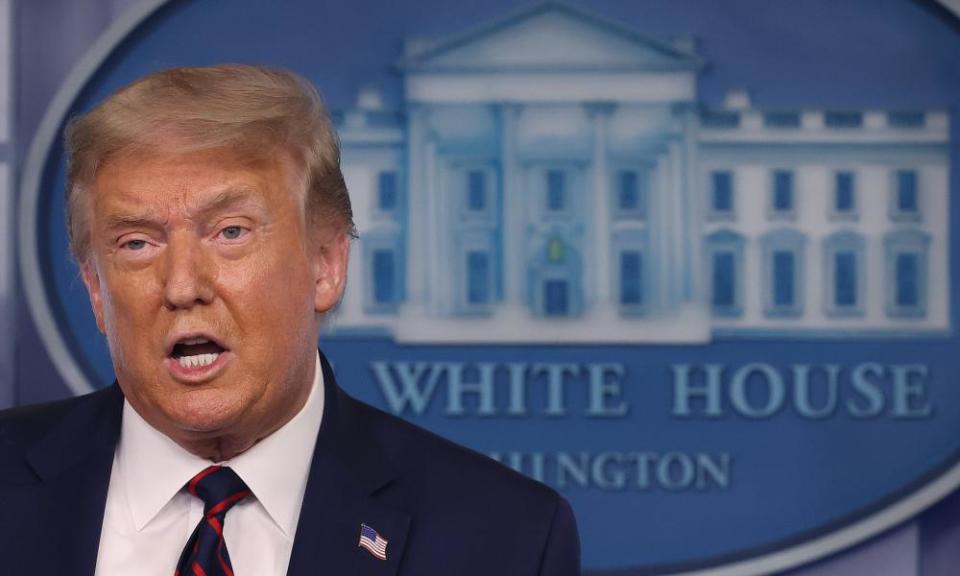 President Donald Trump speaks to reporters during a news conference in the Brady Press Briefing Room at the White House on 21 July, 2020 in Washington, DC.