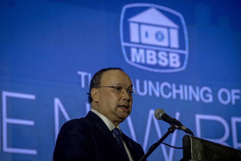 MBSB president and CEO Datuk Seri Ahmad Zaini Othman speaks at the launch of the Asian Finance Bank, Kuala Lumpur April 2, 2018. — Picture by Firdaus Latif