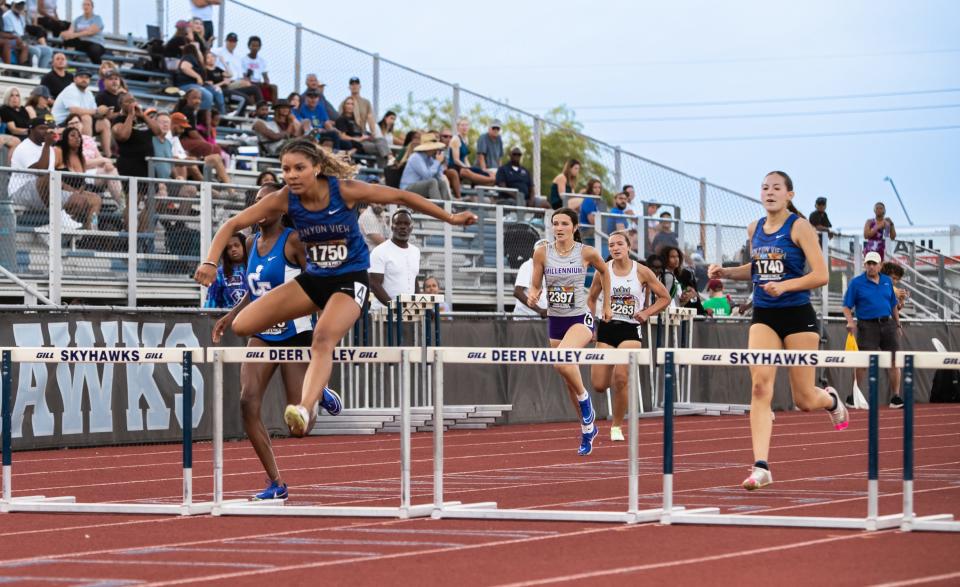 Girls 300 Meter Hurdles Division 2 at AIA Division II/III State Track And Field Championships at Deer Valley High School in Glendale on May 4, 2024.