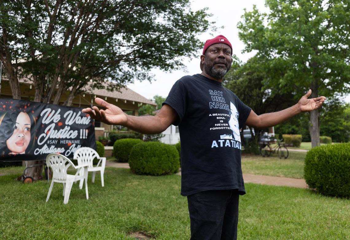 James Smith gestures out as he speaks about how the East Allen Avenue neighborhood in Fort Worth changed after the shooting death of Atatiana Jefferson.