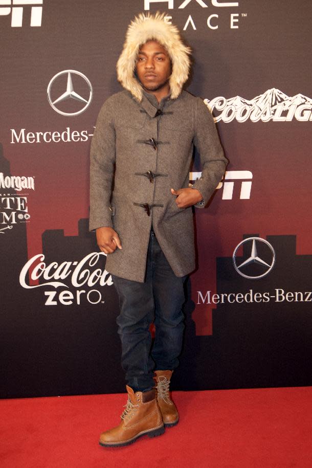 Kendrick Lamar attends at ESPN The Party, on Friday, Jan., 31, 2014 in New York. (Photo by Scott Roth/Invision/AP)