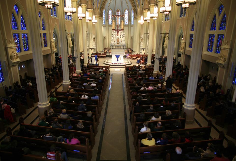 St. John’s Catholic Church at Creighton University (Omaha, Nebraska)
This grand chapel on Creighton University’s campus featured arched stained-glass windows, soaring ceilings and columns everywhere.