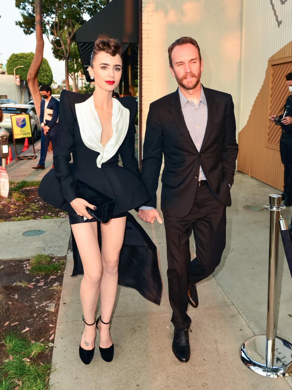 Lily Collins and Charlie McDowell in Los Angeles, California, on August 24, 2021.