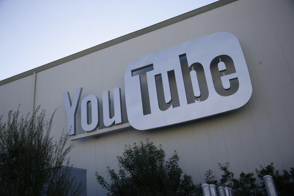 FILE - Signage is affixed at the YouTube Space offices in Los Angeles, Oct. 21, 2015. Police said Wednesday, Jan. 31, 2024, that they charged Justin Mohn, 32, with first-degree murder and abusing a corpse after he beheaded his father, Michael, in their Bucks County, Pa., home and publicized it in a 14-minute YouTube video that anyone, anywhere could see. (AP Photo/Danny Moloshok, File)