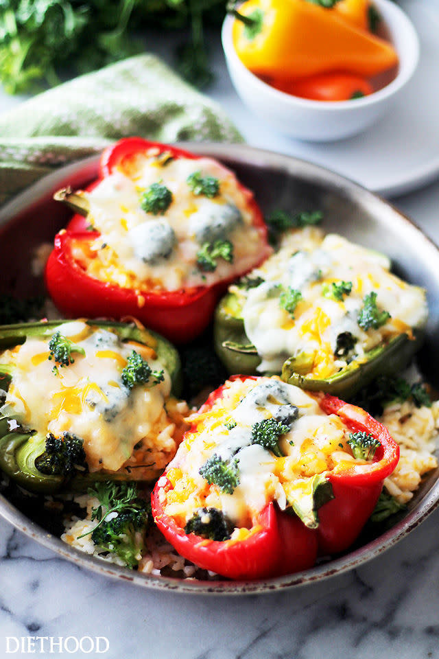 Broccoli and Cheese Stuffed Peppers