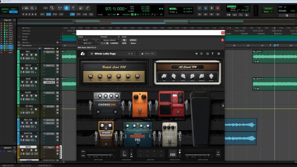 Pedalboard view in Positive Grid BIAS FX 2